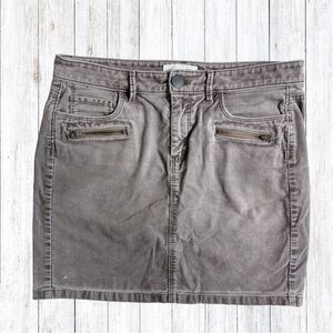 Loft Ann Taylor Skirt Mini Corduroy Distressed Grey Boho Size 4